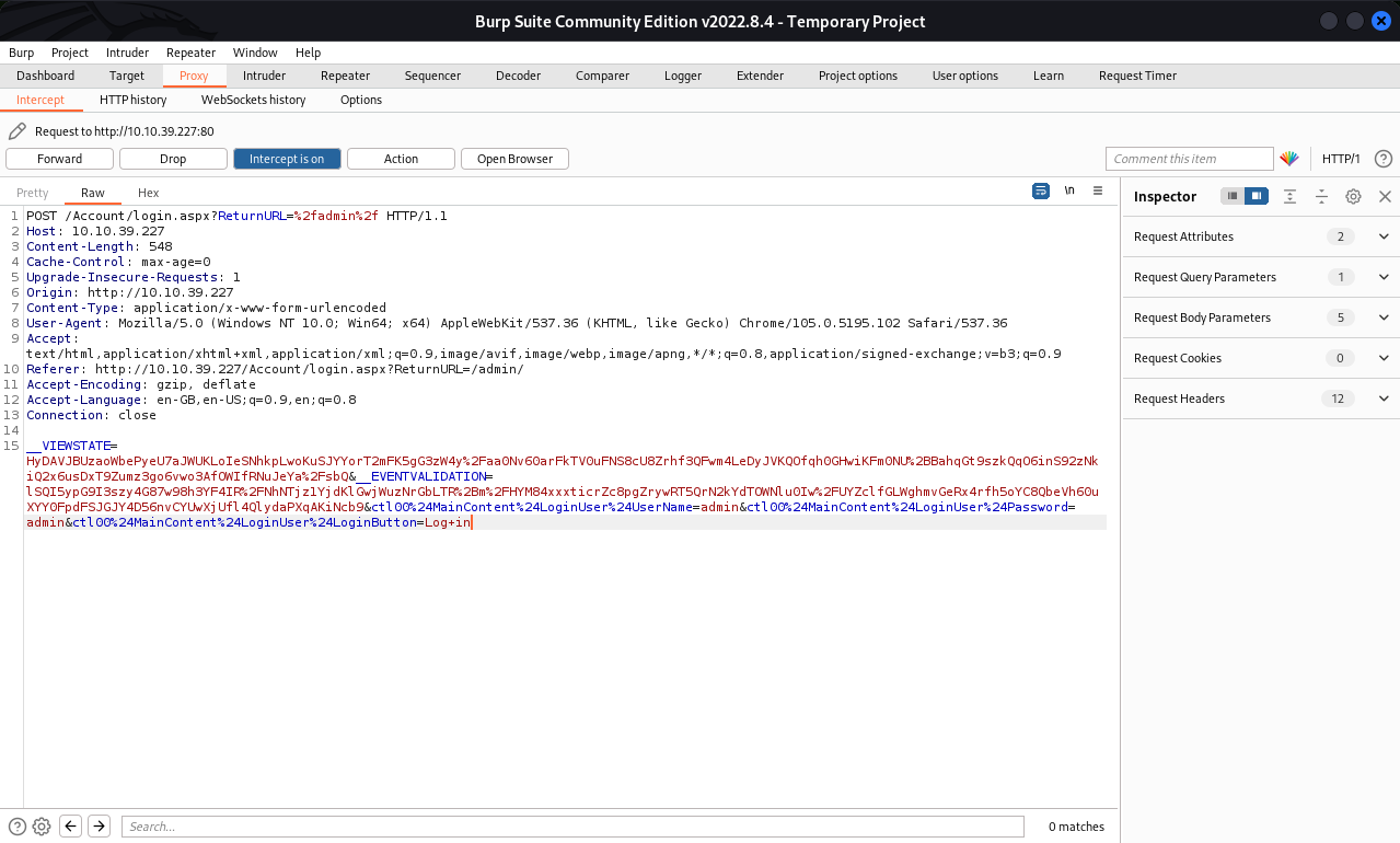 Burpsuite proxy intercept